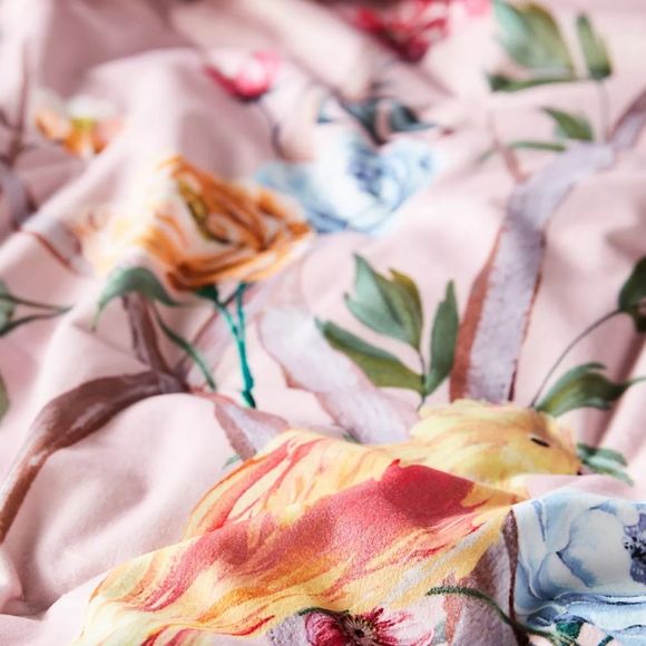 Anthropologie Josie Pastel Pink Bird and Floral Standard Sham - Picture 2 of 7